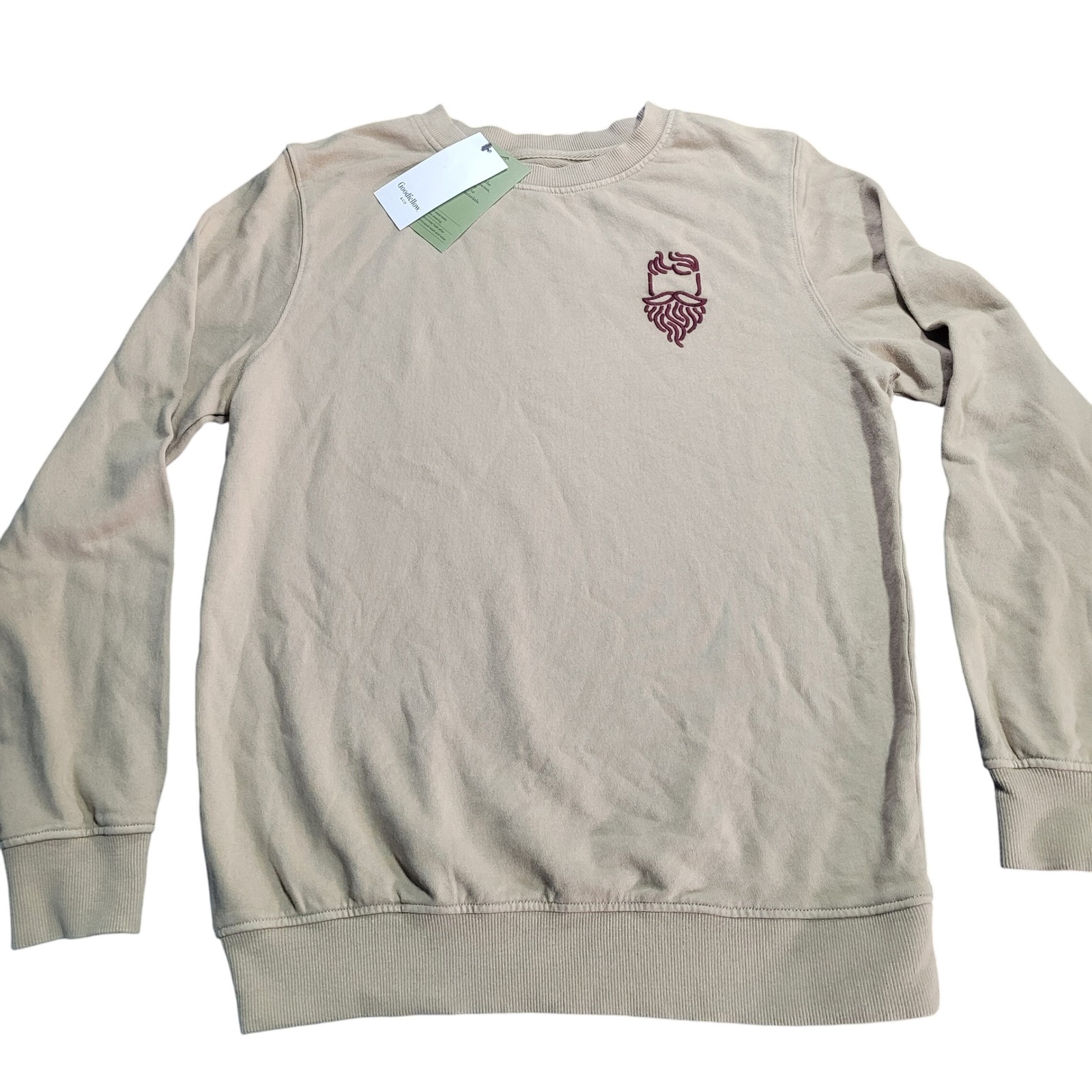 Goodfellow  Co Mens Crewneck Sweatshirt Taupe Beard Graphic Size S